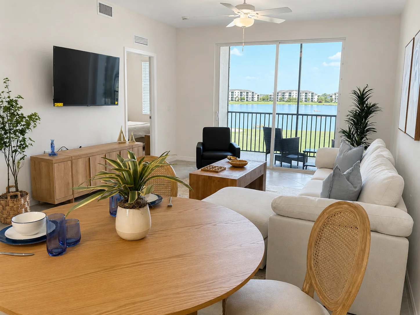 Living room & dining at the Ave Maria Residence