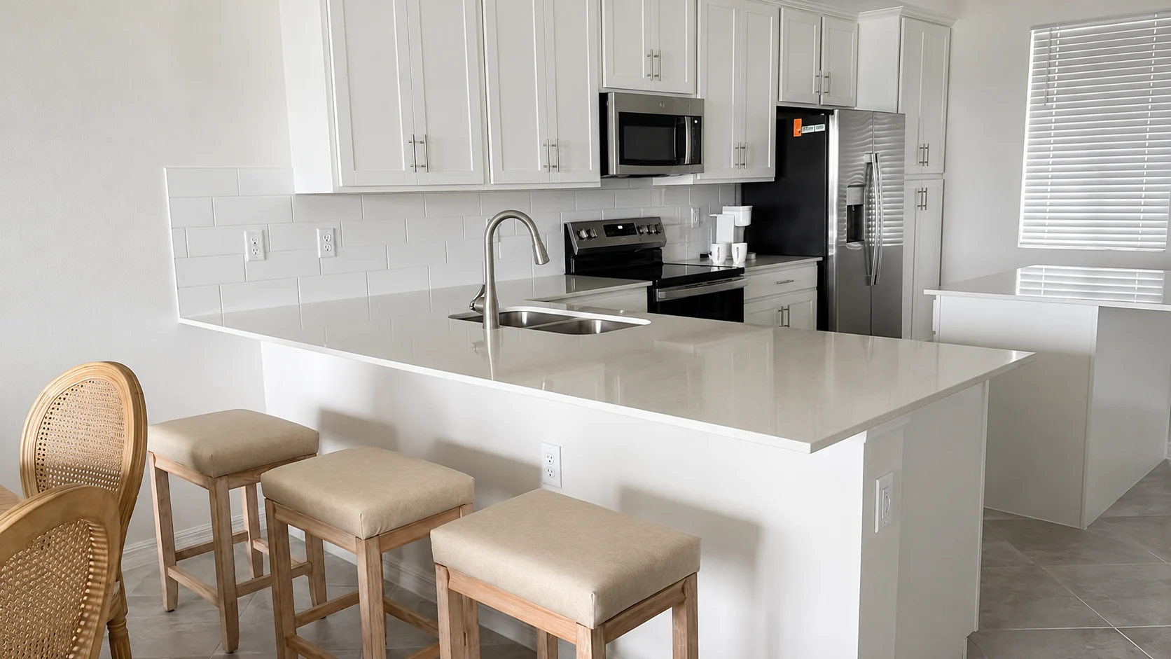 Kitchen island and breakfast counter at the Ave Maria Residence