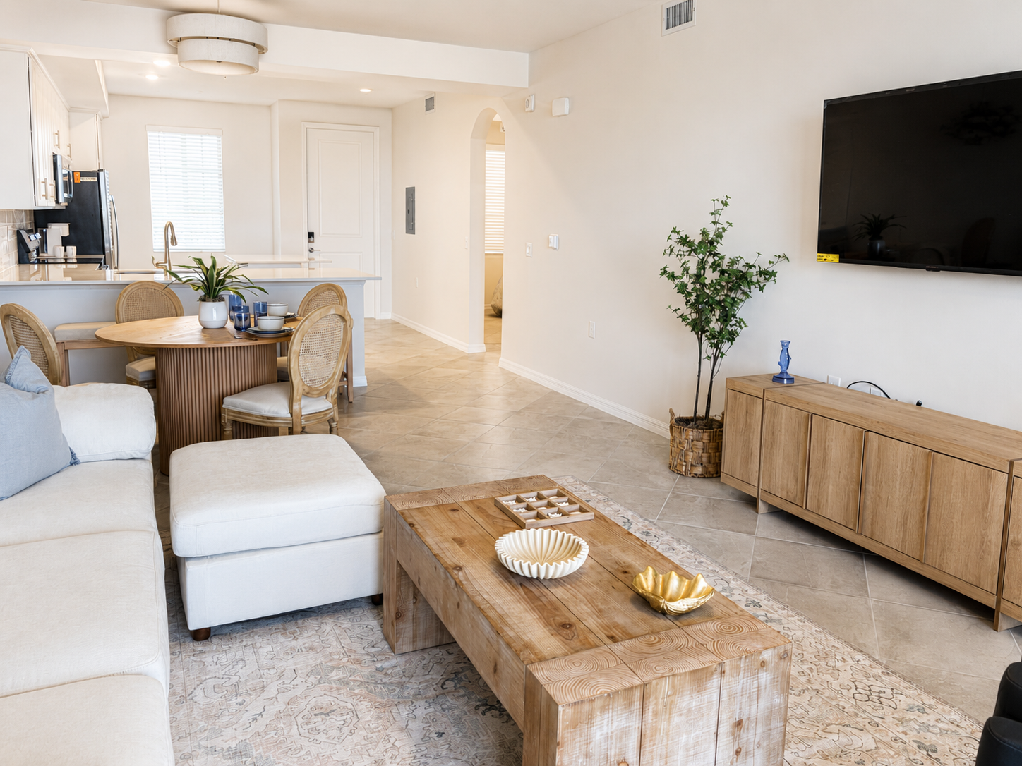 Open-plan living and dining area in the residence