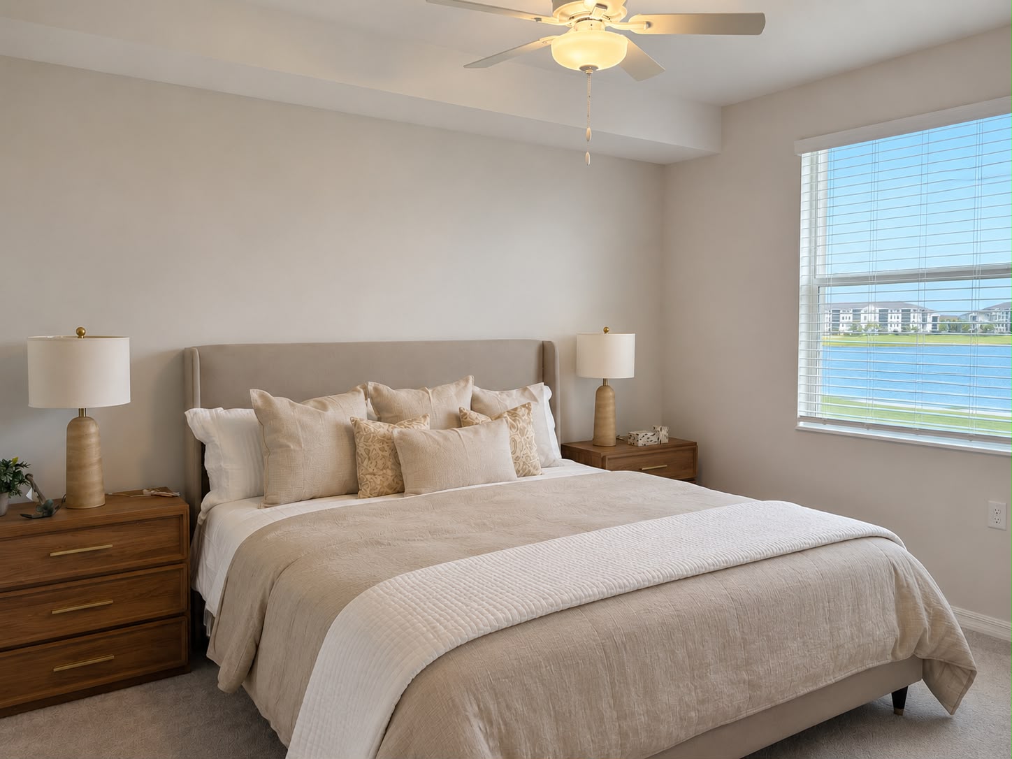 Primary bedroom at Gaudete Homes Ave Maria Residence